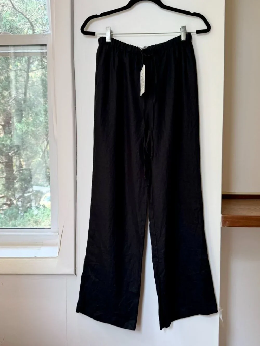 NWT Reformation Olina Linen Pants Black XS